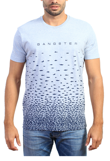 Gangster Camiseta  Azul Estampada