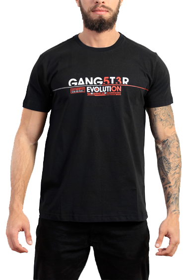 Gangster Camiseta Preta Estampada