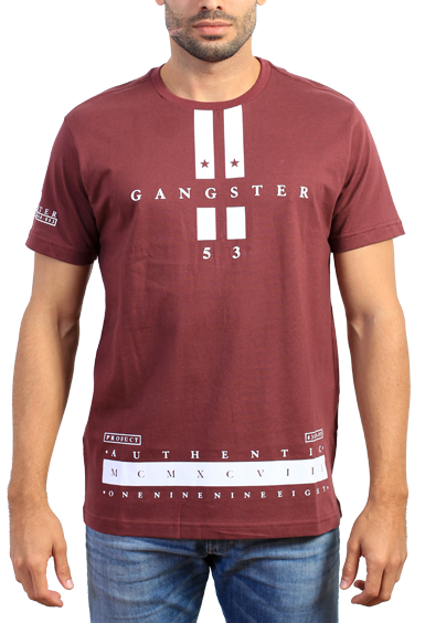Gangster Camiseta Vinho Estampada